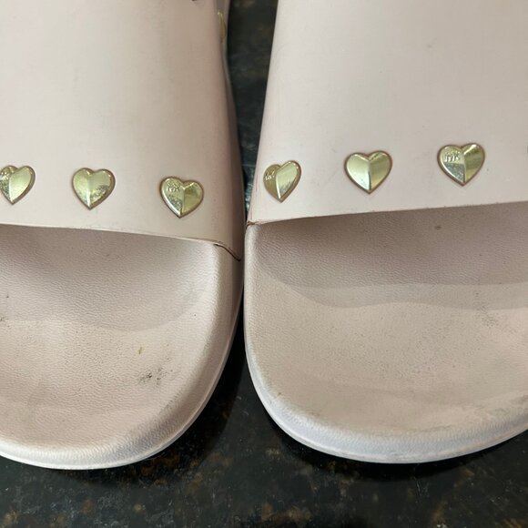 Womens Michael Michael Kors Light Pink Eva Heart Stud Slipper Slide Sandals 8 - Picture 12 of 12